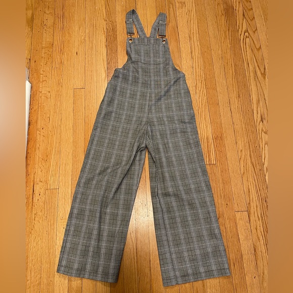 Lush Grey Plaid Wide Leg Overalls - Size S - Picture 1 of 4